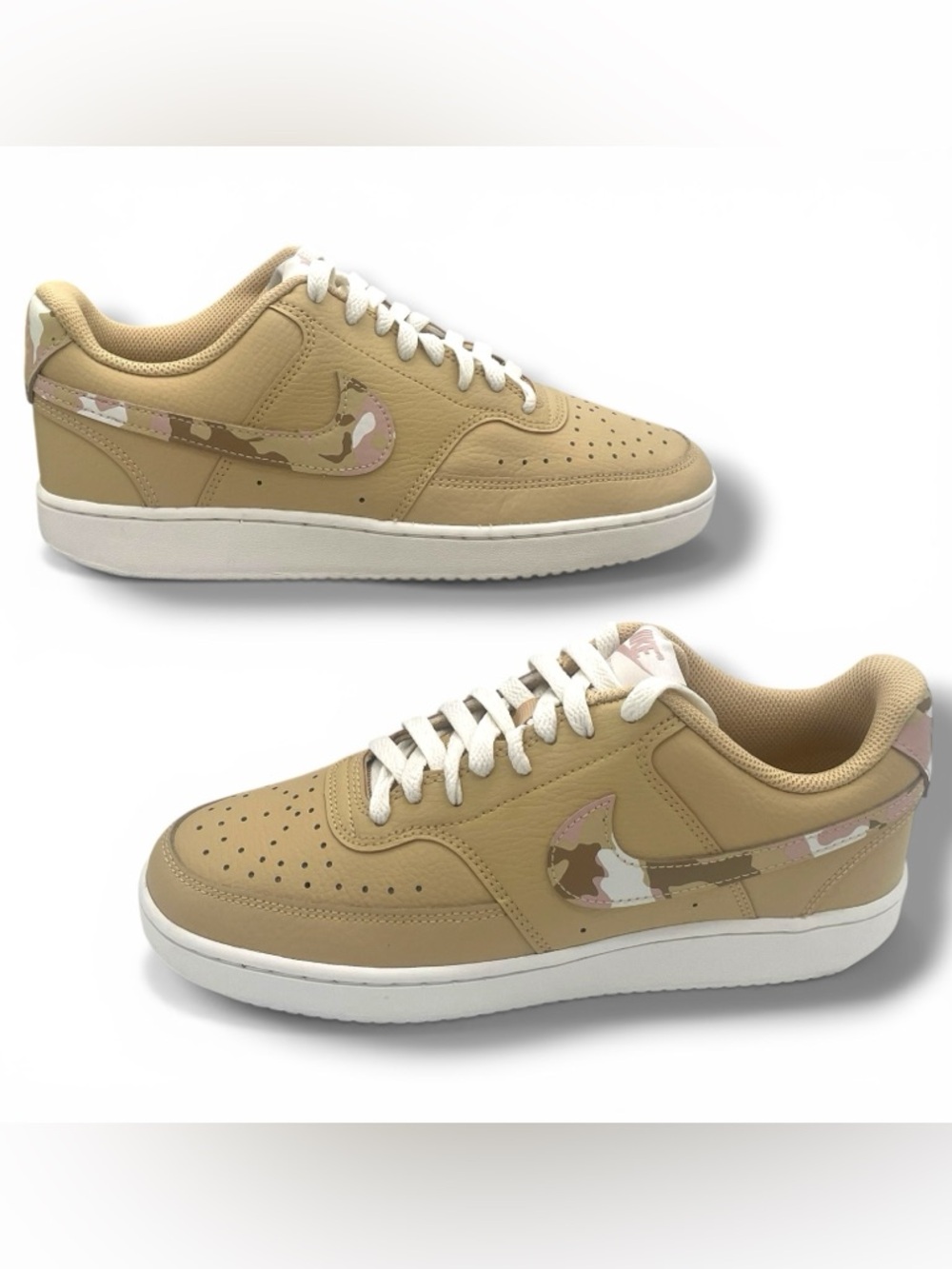 Nike Court Vision Low Beige Camo Swoosh Women’s 8.5 Sneakers - Picture 2 of 10